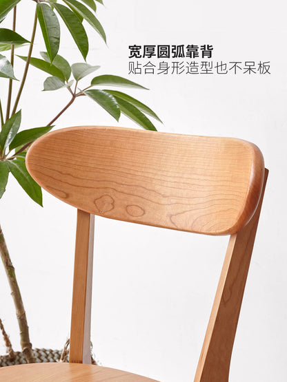 实木餐椅餐厅靠背椅樱桃木餐桌椅现代简约椅子牛角椅