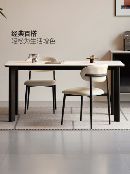软包餐椅现代简约餐厅靠背椅铁艺休闲椅黑色餐桌椅子