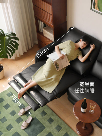零靠墙电动客厅高靠背真皮沙发黑色多功能沙发
