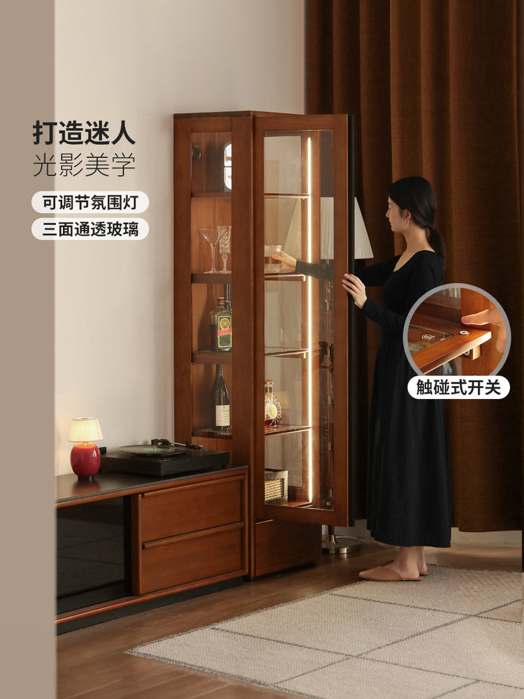 实木书柜中古风书房展示柜置物柜复古收纳柜玻璃柜子