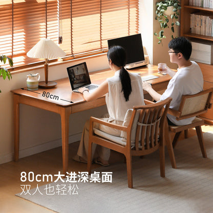 实木书桌大工作台办公桌餐桌原木靠墙长桌樱桃木桌子