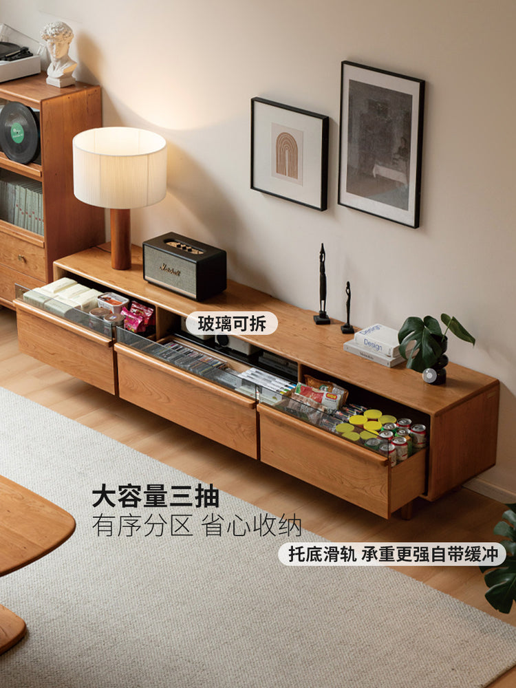 实木电视柜黑标樱桃木地柜客厅收纳储物柜电视机柜