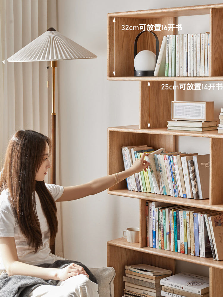 实木书架落地日式置物架书柜简约储物柜客厅靠墙隔断