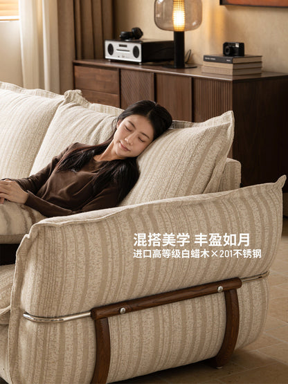 布艺沙发现代简约直排客厅全拆洗白蜡木沙发