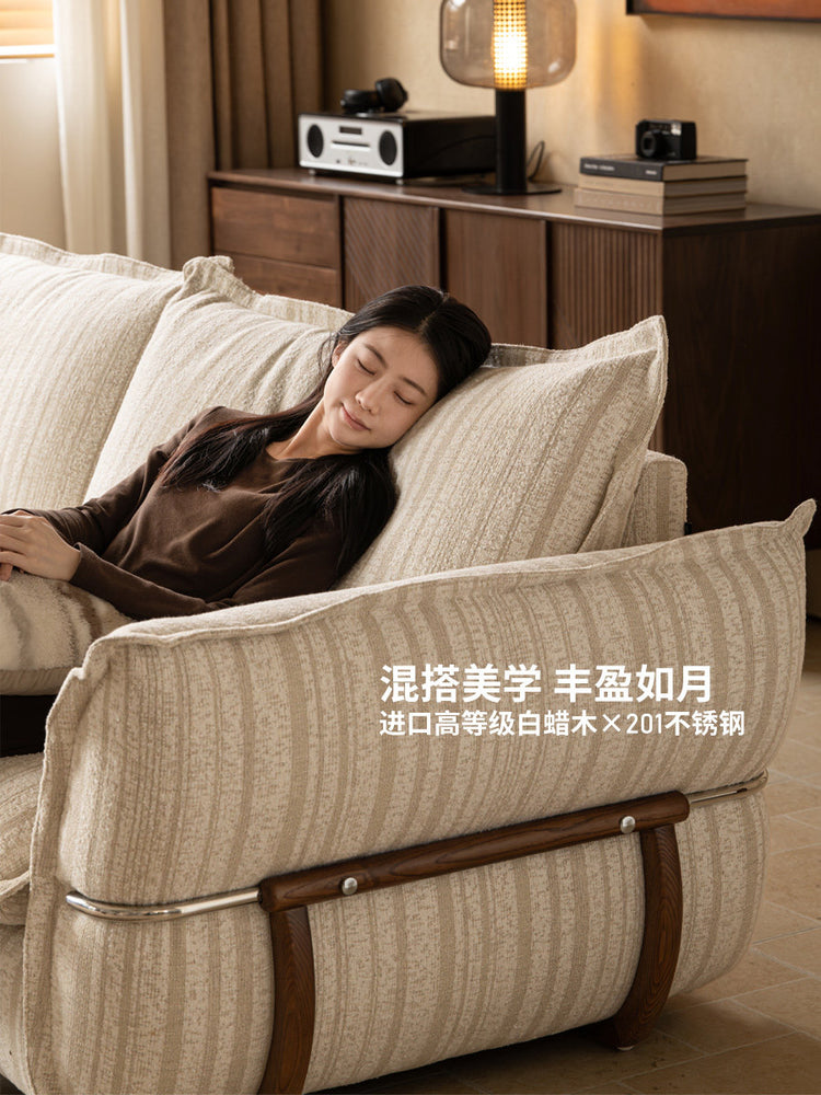 布艺沙发现代简约直排客厅全拆洗白蜡木沙发