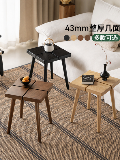 实木方几侘寂风客厅茶几阳台方形角几小户型沙发边几