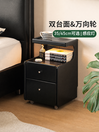 实木床头柜卧室现代简约黑色储物柜床边多功能收纳柜