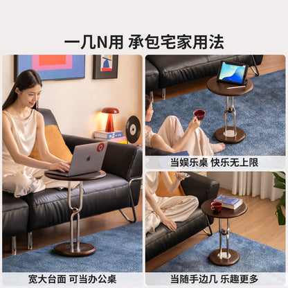 实木边几客厅包豪斯圆几阳台创意小圆桌胡桃色角几