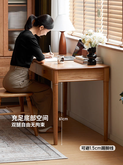 实木樱桃木中古风办公桌书房复古写字桌带抽书桌