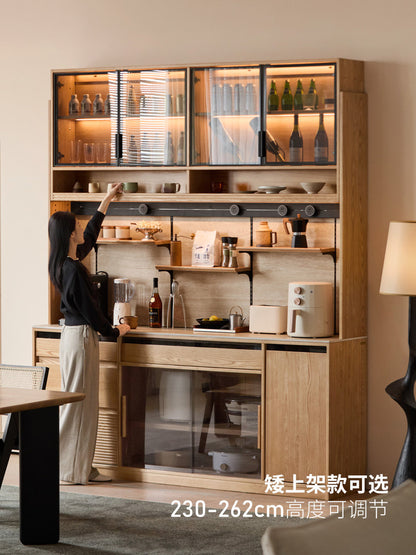 黑标实木餐边柜现代简约收纳储物柜餐厅白蜡木置物柜橱柜