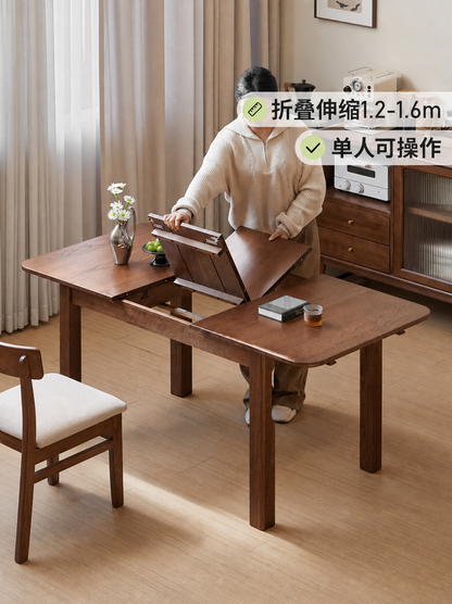实木餐桌小户型餐厅折叠桌饭桌橡木简约可伸缩桌子