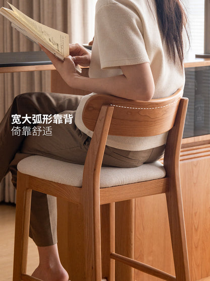 实木餐椅詹青云庞颖餐厅樱桃木吧台椅靠背椅高脚椅