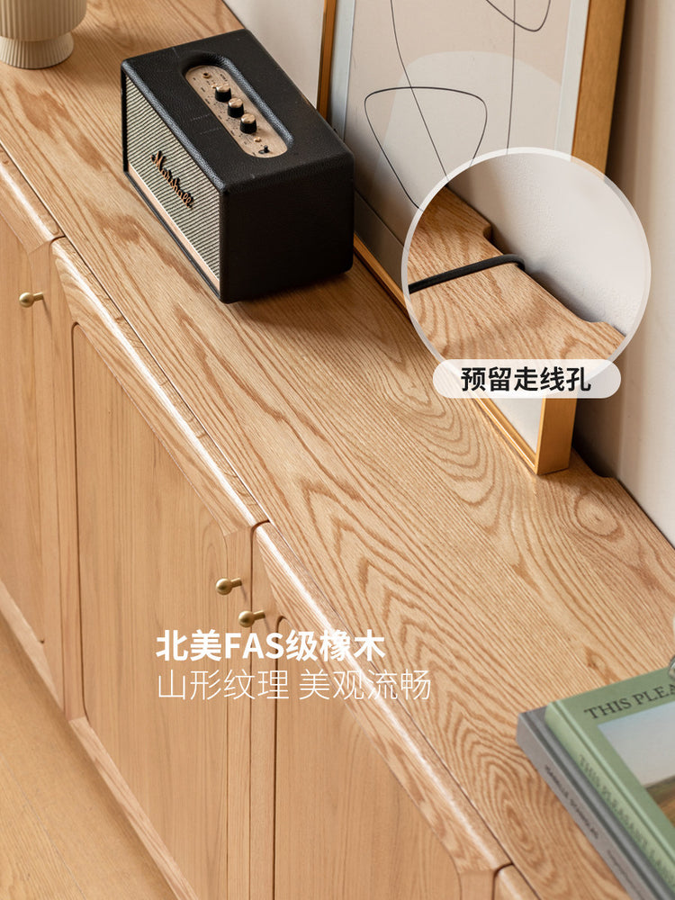实木电视柜现代简约落地收纳地柜客厅橡木原木风高柜