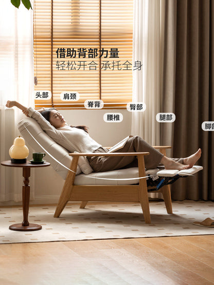 实木沙发椅橡木简约单人椅客厅小户型多功能猫抓布休闲椅