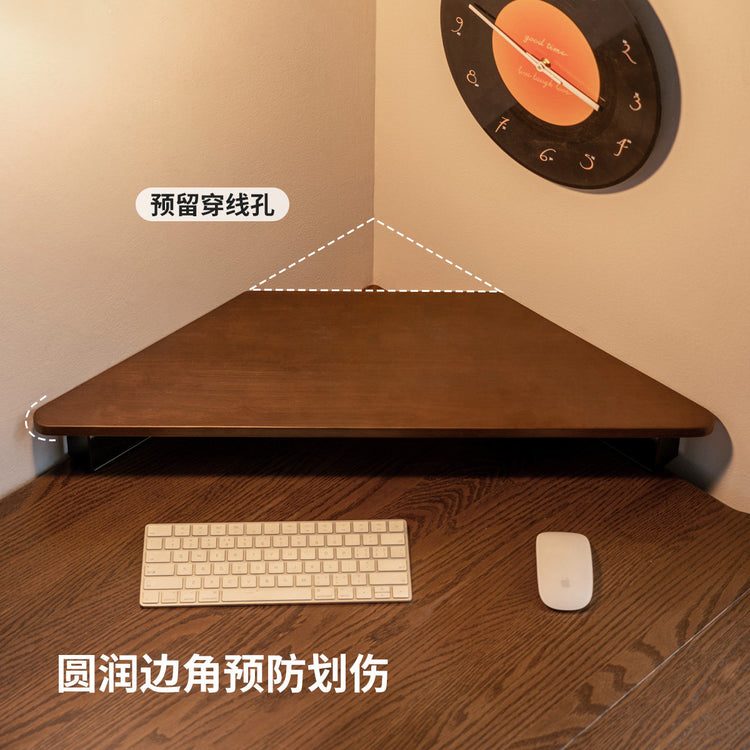 实木转角增高架桌面收纳置物架办公桌台式电脑加高支架