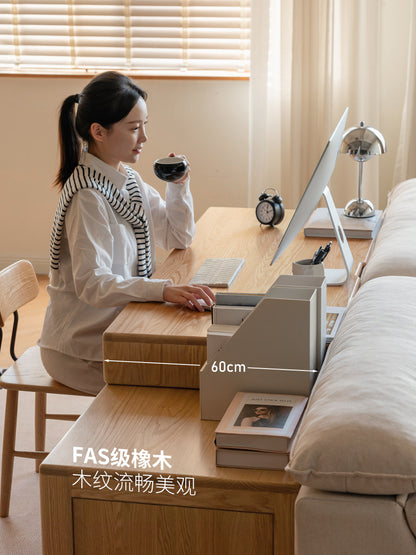 实木书桌书房现代简约办公桌橡木电脑桌可伸缩桌子