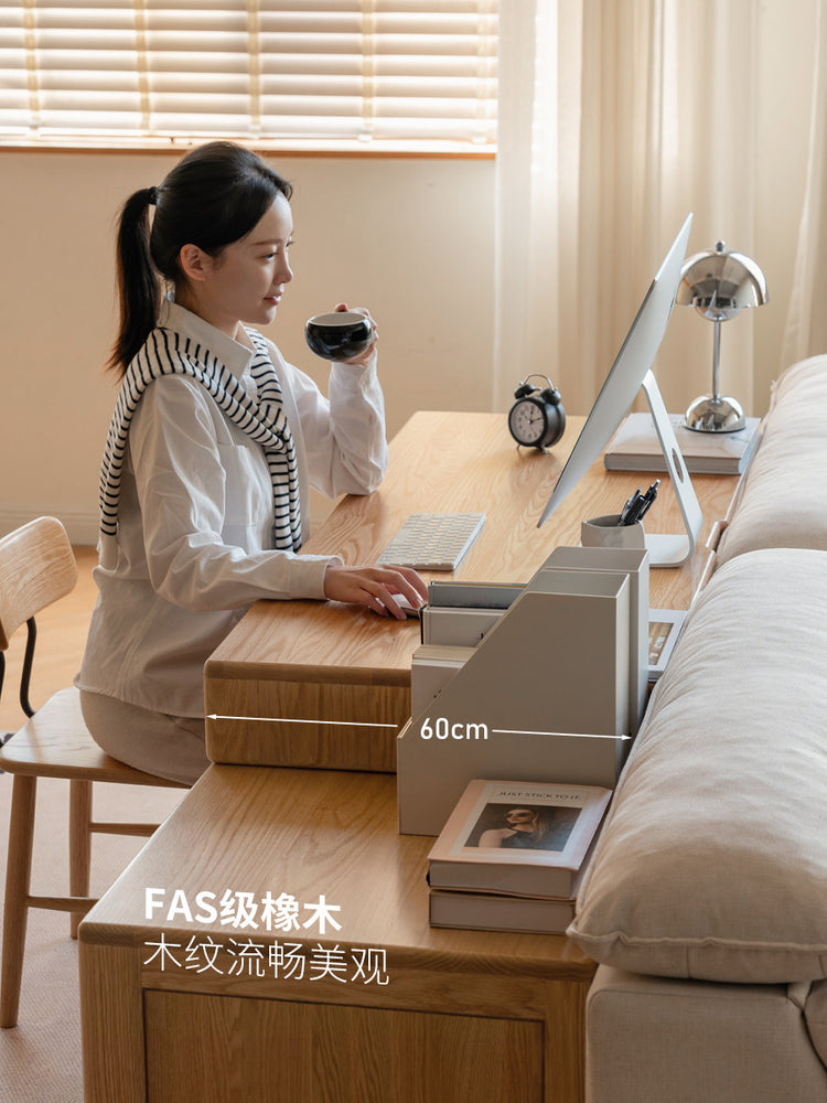 实木书桌书房现代简约办公桌橡木电脑桌可伸缩桌子