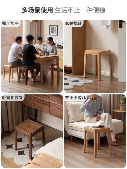 实木凳子可叠放北欧橡木客厅方凳现代简约创意板凳