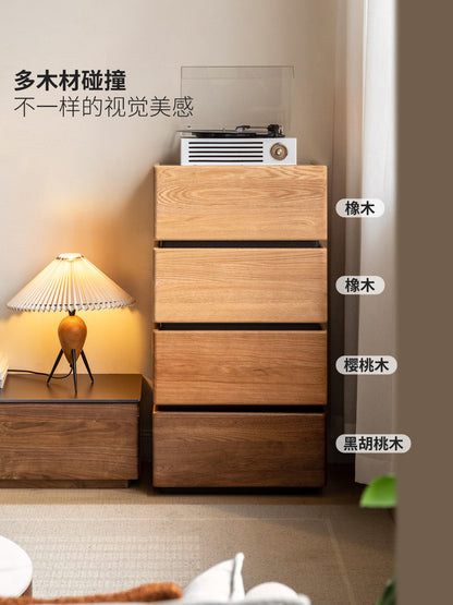 实木床头柜简约现代黑胡桃木床边柜卧室自由组合储物斗柜
