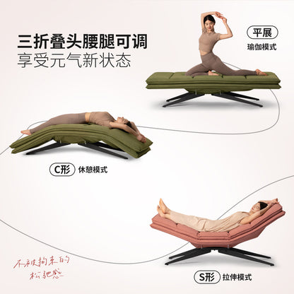 功能单椅现代简约猫抓布瑜伽椅客厅三折叠电动椅
