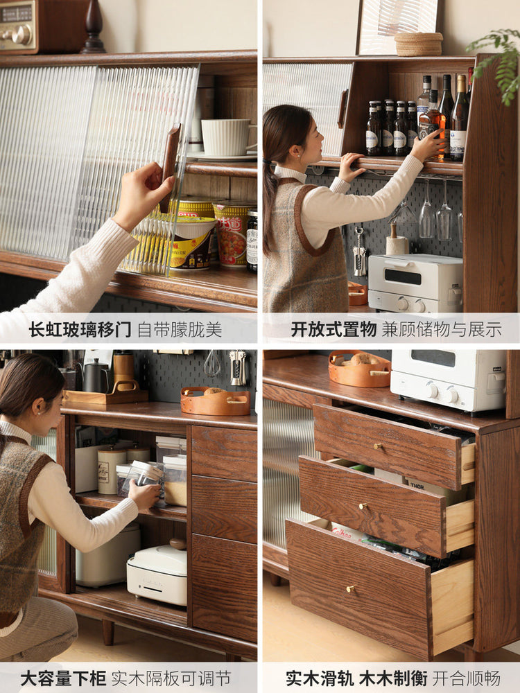 实木餐边柜现代简约茶水柜厨房储物柜碗柜北欧酒柜