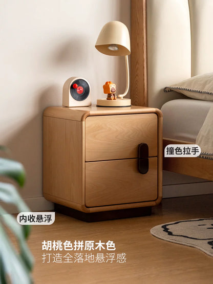 实木床头柜可爱简约床边柜卧室落地小柜子原木风储物柜