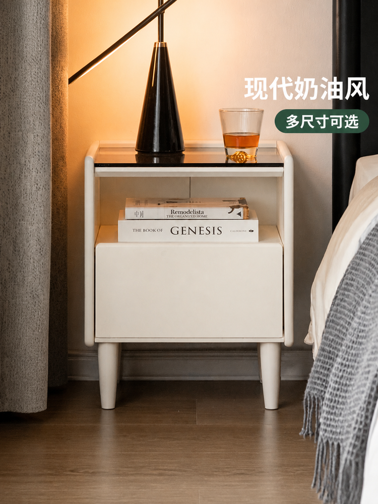 实木床头柜现代简约储物柜卧室白色收纳柜床边置物柜