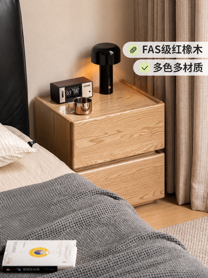 实木床头柜现代简约储物柜卧室原木风收纳柜橡木置物柜