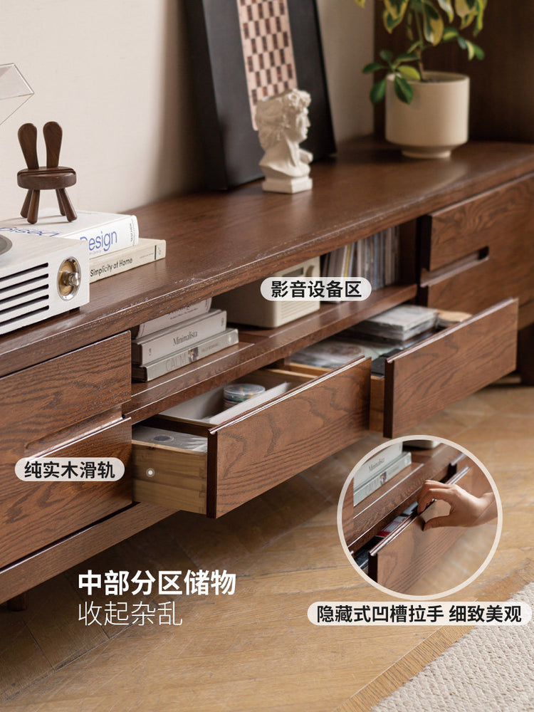 实木电视机柜北欧橡木地柜简约小户型客厅原木家具