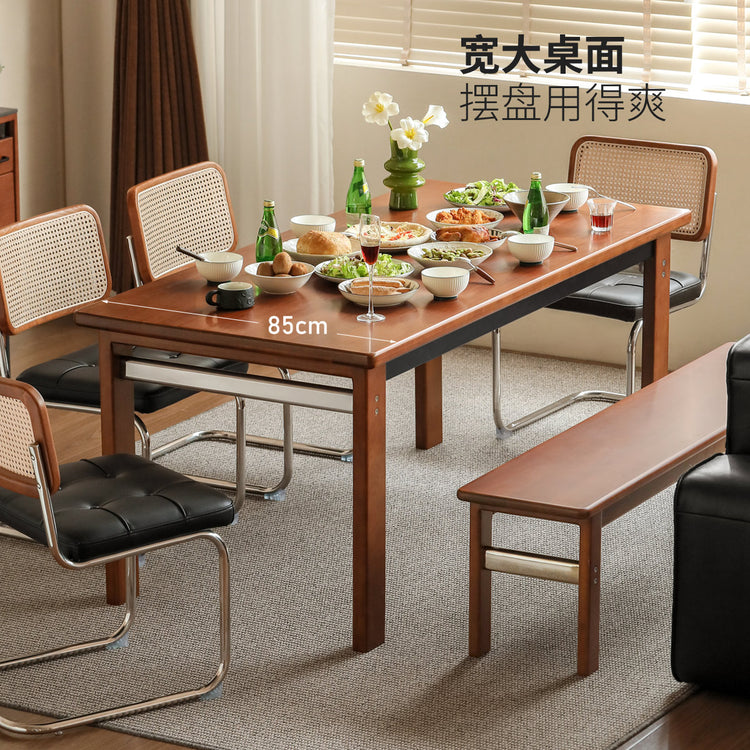 实木餐桌餐厅包豪斯复古长桌中古风大板桌吃饭桌子