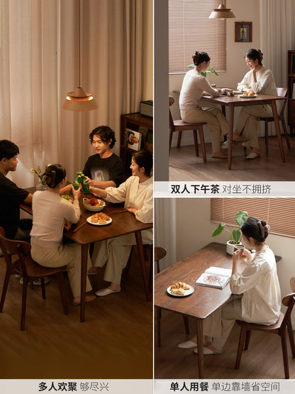 实木餐桌简约饭桌北欧橡木餐桌椅餐厅胡桃色吃饭桌子