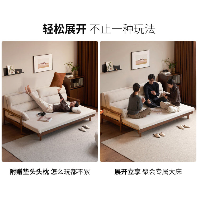 实木沙发床折叠两用日式小户型橡木客厅伸缩布艺沙发