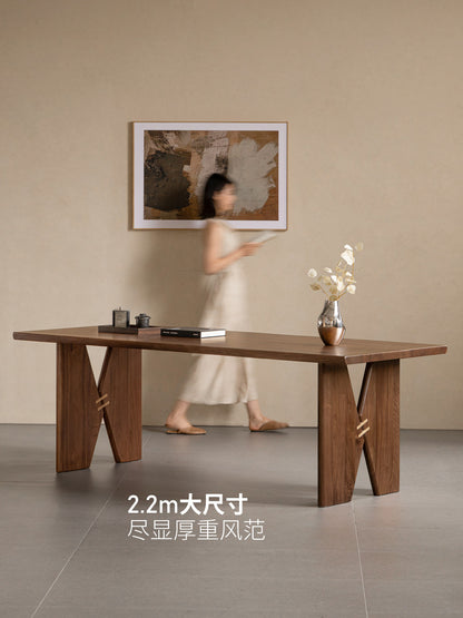 实木大板桌餐厅黑胡桃原木长餐桌茶桌饭桌侘寂工作台