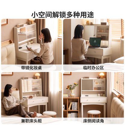 实木化妆桌现代简约梳妆台书桌女生卧室白色化妆台