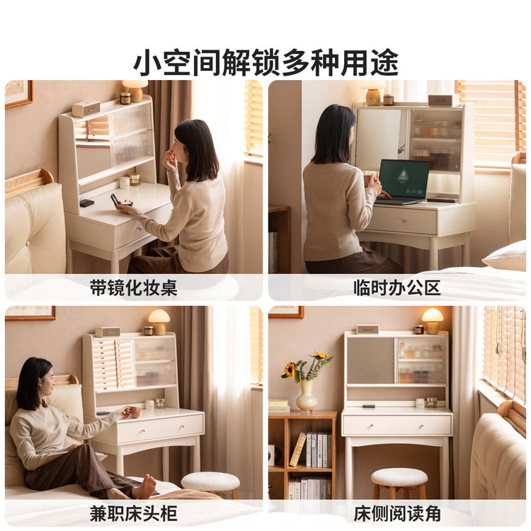 实木化妆桌现代简约梳妆台书桌女生卧室白色化妆台
