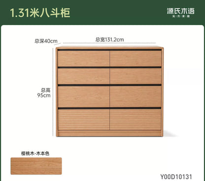 实木斗柜中古风床尾柜卧室樱桃木五边柜简约储物柜