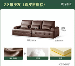 真皮沙发意式轻奢劳伦斯客厅直排皮艺沙发
