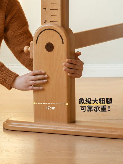 实木儿童学习桌大书桌书架一体桌手摇升降桌学生桌椅套装