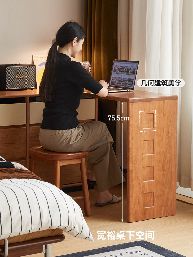 实木化妆桌现代简约六斗柜梳妆台卧室樱桃木化妆台