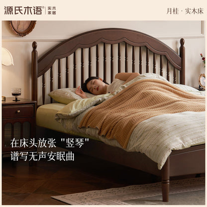 实木床美式温莎床卧室家具复古竖条床1米8双人床大床