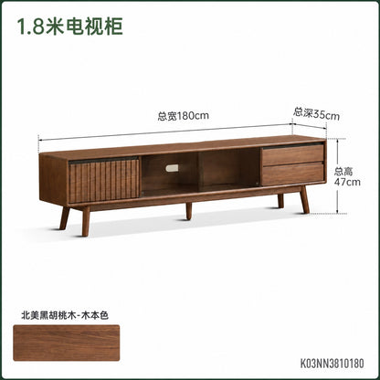 实木电视柜客厅意式轻奢收纳储物移门柜黑胡桃木地柜