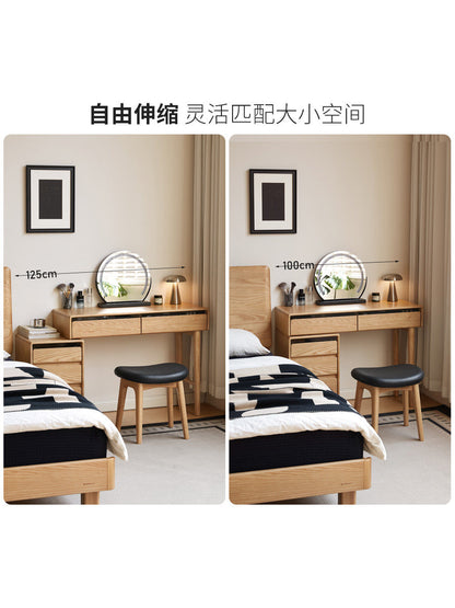 实木化妆桌现代简约白蜡木梳妆台卧室可伸缩化妆台
