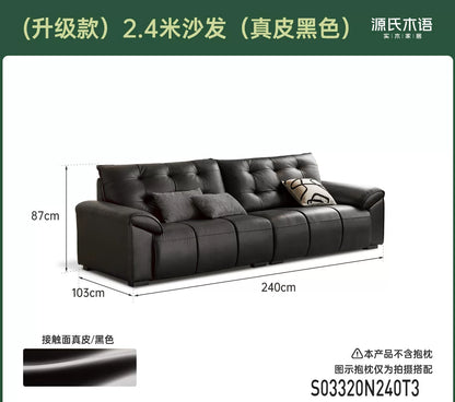 真皮沙发现代简约头层牛皮皮沙发客厅大黑熊直排沙发