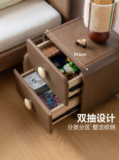 实木儿童床头柜复古风卧室床边收纳柜子小户型储物柜