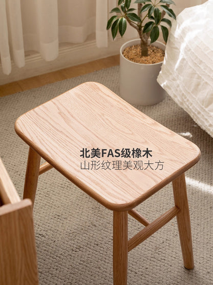 实木化妆凳简约卧室橡木梳妆凳化妆间创意弧面小凳子