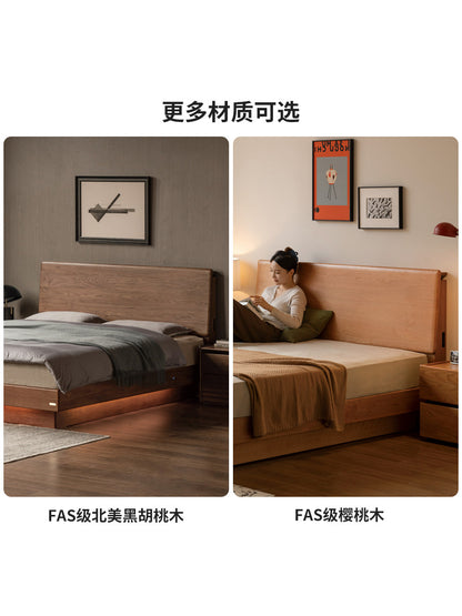 实木床现代简约储物床卧室白蜡木双人床电动箱体床