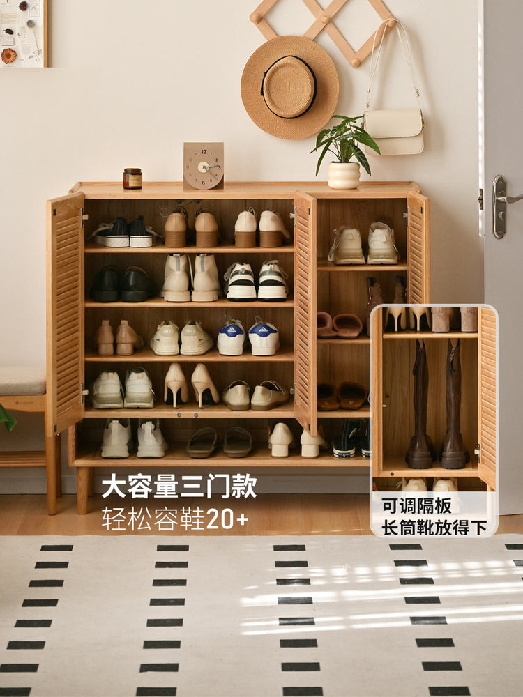 实木鞋柜客厅现代简约橡木收纳储物柜门口入户玄关柜