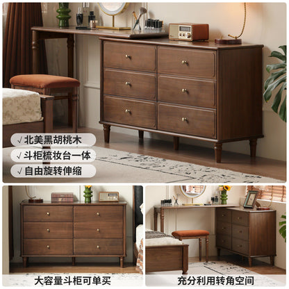 实木床美式复古套餐黑胡桃木双人床套装卧室组合家具全套