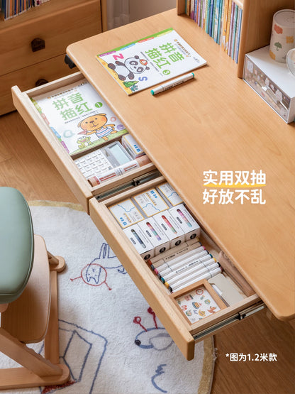 实木儿童学习桌电动升降书桌小学生写字桌青少年学习桌椅