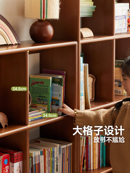 实木儿童书柜落地靠墙置物架复古书架自由组合格子柜